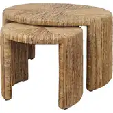 Kanza 2 Piece Nesting Round Nesting Coffee Table in Natural Abaca